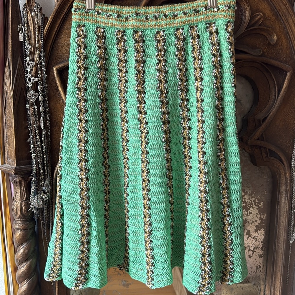 Missoni Green  skirt with black/ gold Stripes - Picture 3 of 6